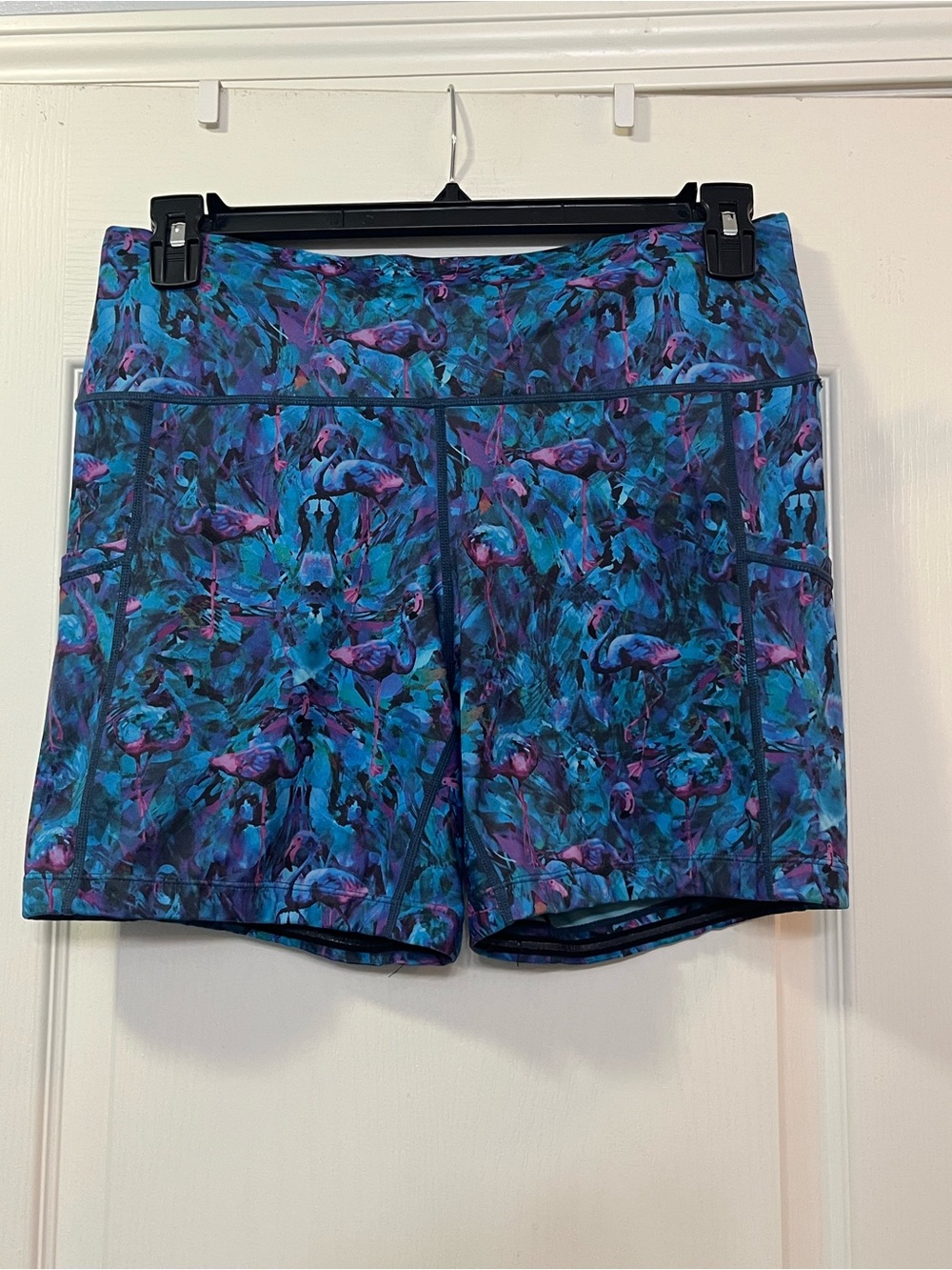 Constantly Varied Gear Blue and Purple Abstract Flamingos Athletic Shorts